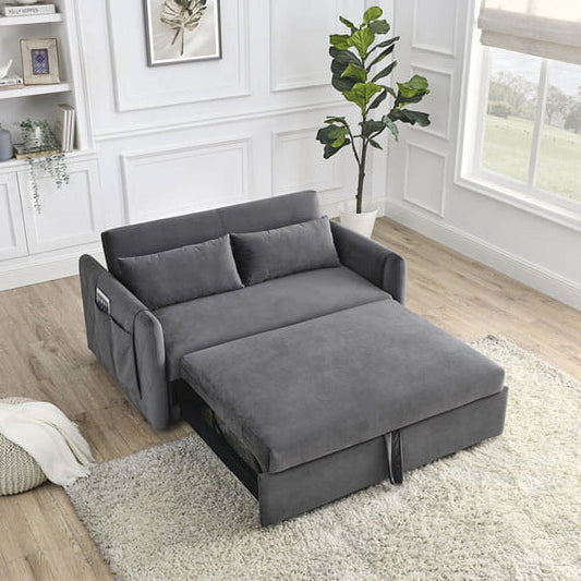 55'' Modern Convertible Pull-Out Oversized Corduroy Couch with 2 Side Pockets