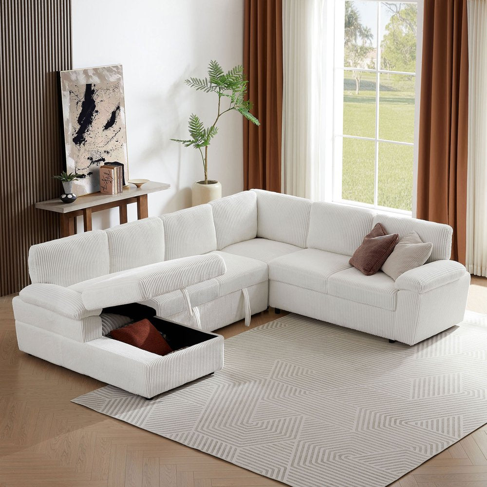 118" Modular L/U Shaped Oversized Corduroy Couch