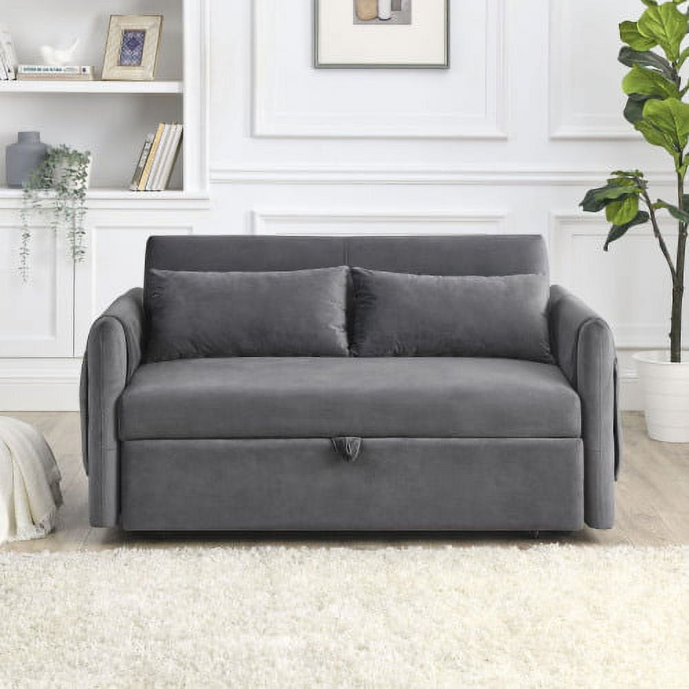 55'' Modern Convertible Pull-Out Oversized Corduroy Couch with 2 Side Pockets