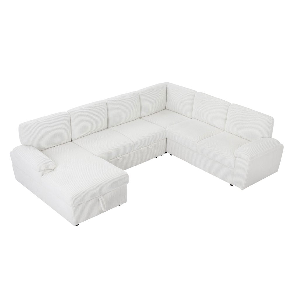 118" Modular L/U Shaped Oversized Corduroy Couch