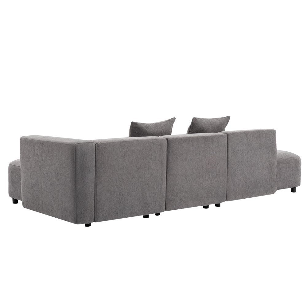 5-Seater Modern L-Shaped Oversized Corduroy Couch with Solid Wood Frame