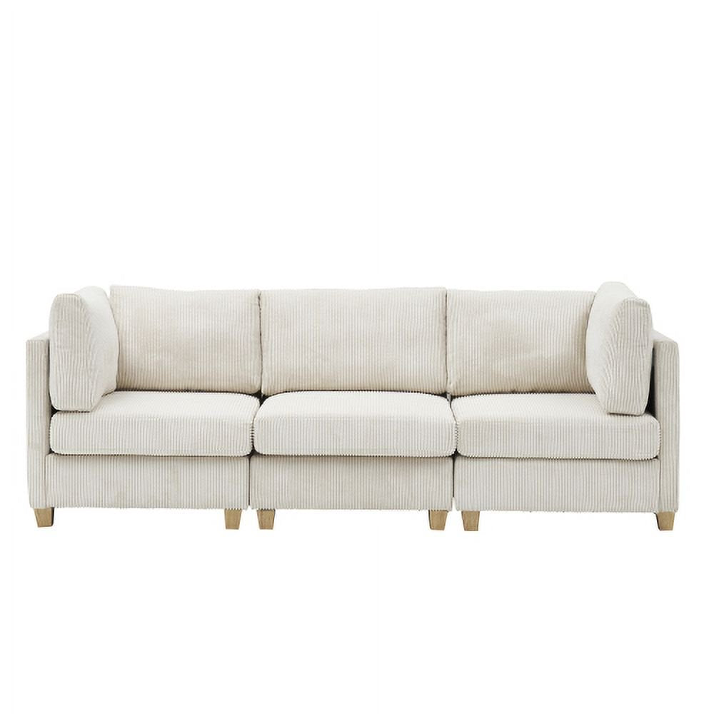 Modern L-Shaped 4-Seat Sofa Couch Convertible Sectional Corduroy Upholstered Sofa 126", Beige - Corduroy Sectional Couch