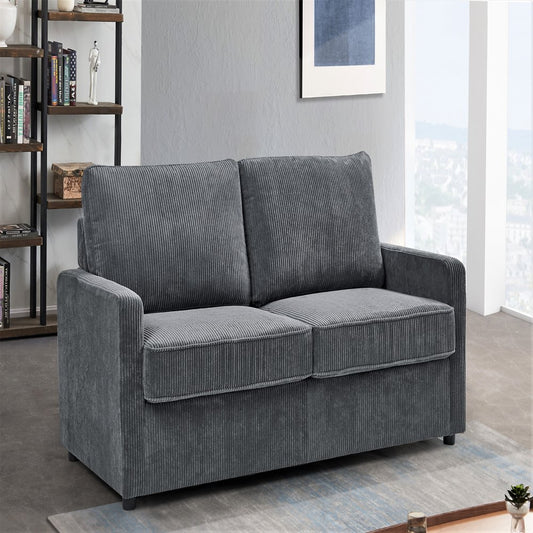 Manchester 70" Square Arms Gray Oversized Corduroy Couch