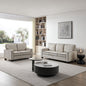 Accent 2-Seater Beige Corduroy Loveseats with Sturdy Frame & Solid Wood Legs