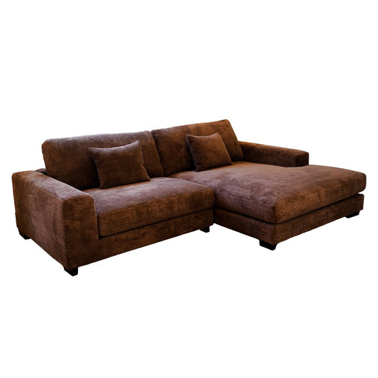 Luxurious Brown Corduroy Left-Facing 2-Piece Sectional - Brown Corduroy Couch