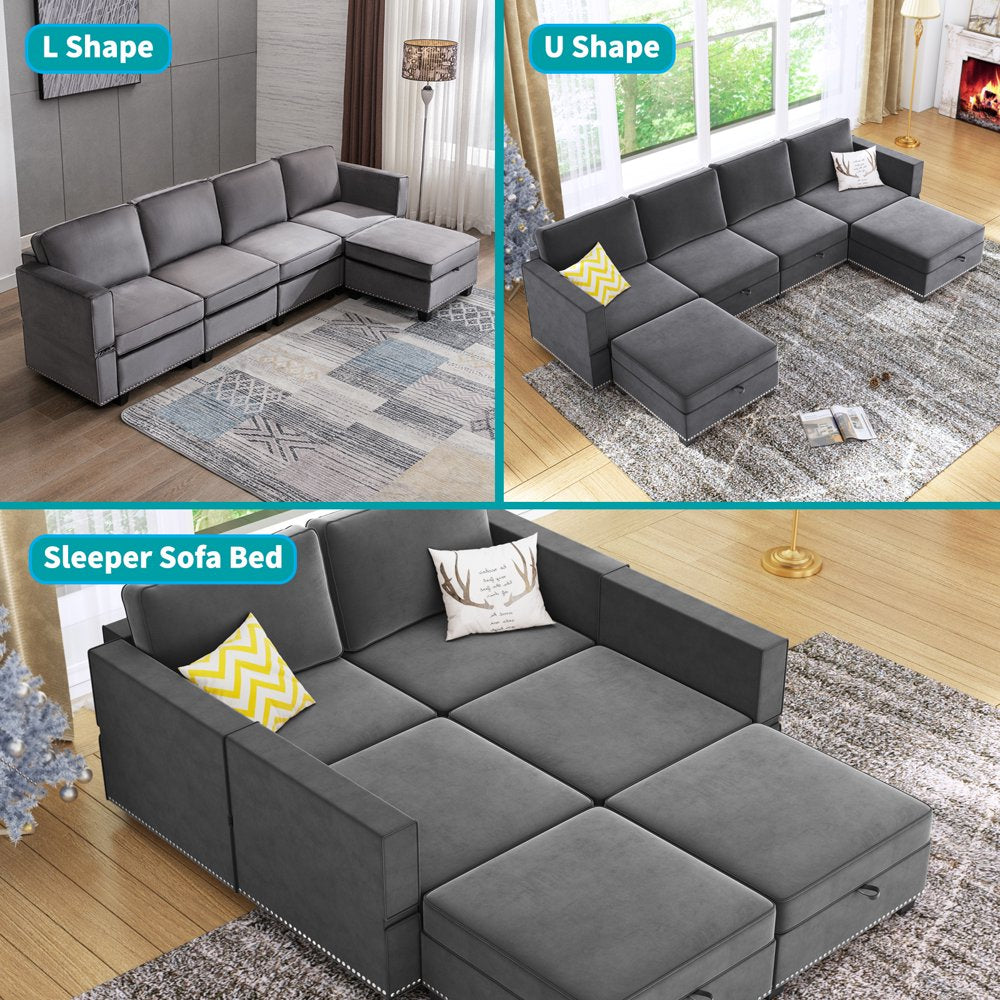 Convertible U L Shaped Oversized Corduroy Couch with Storage