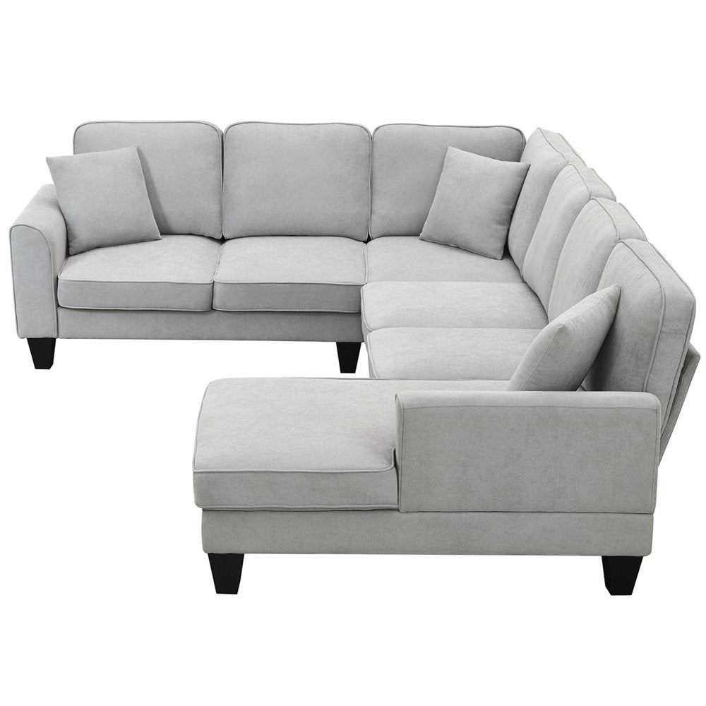 Convertible Modular U Shaped Oversized Corduroy Couch with Chaise