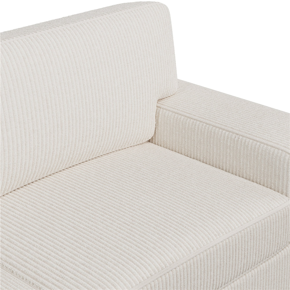 83.5'' W 2-Seater Modern Ivory Corduroy Couch Set with USB Charging Ports