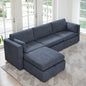 L Shaped Modular Oversized Corduroy Couch with Storage Ottoman