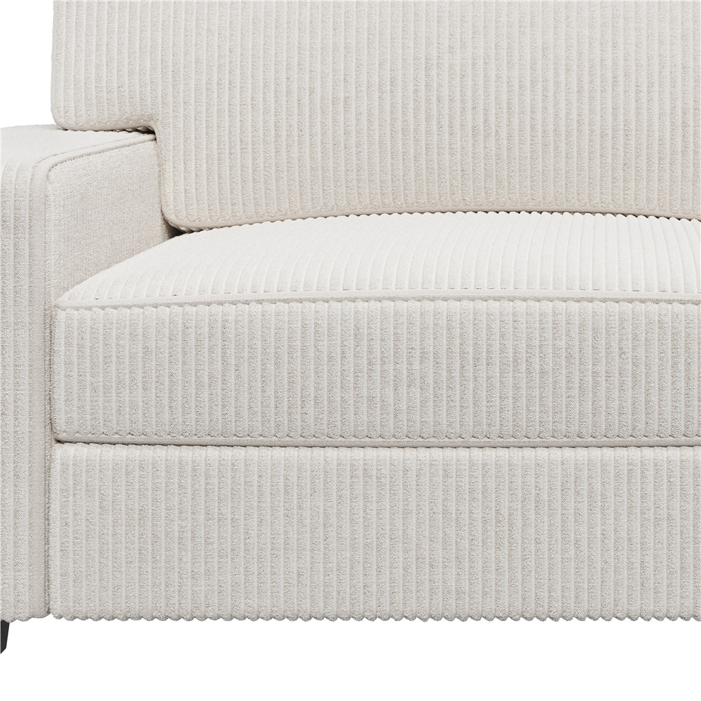 83.5'' W 2-Seater Modern Ivory Corduroy Couch Set with USB Charging Ports