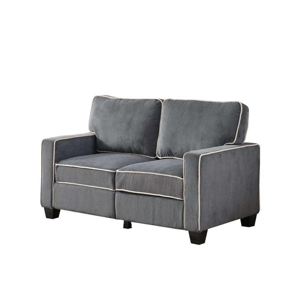 Dark Grey Corduroy Loveseats for Living Room with Storage