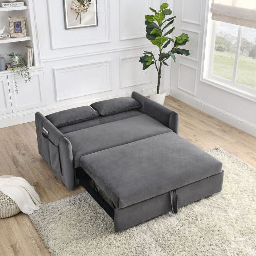 55'' Modern Convertible Pull-Out Oversized Corduroy Couch with 2 Side Pockets