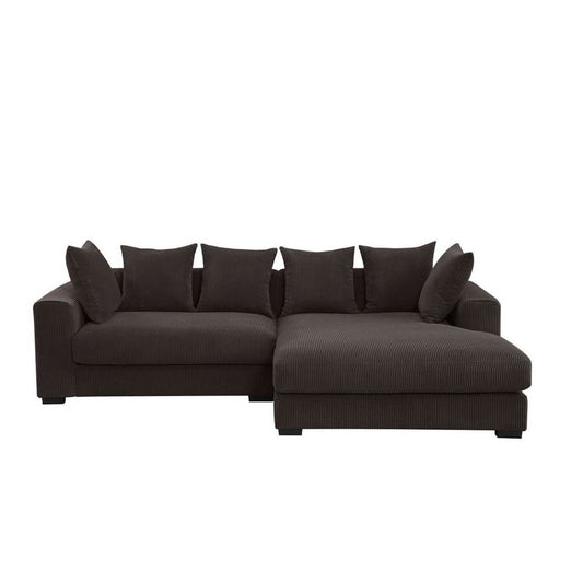 3-Piece Upholstered Brown Corduroy Sectional Couch with Chaise