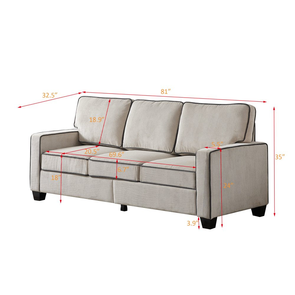 Modern Oversized Corduroy Couch with 2 Removable Storage Boxes