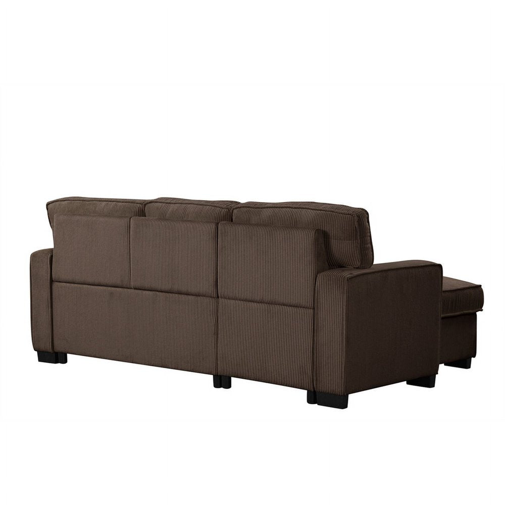 Brown Corduroy Sleeper Sectional Couch with Reversible Storage Chaise