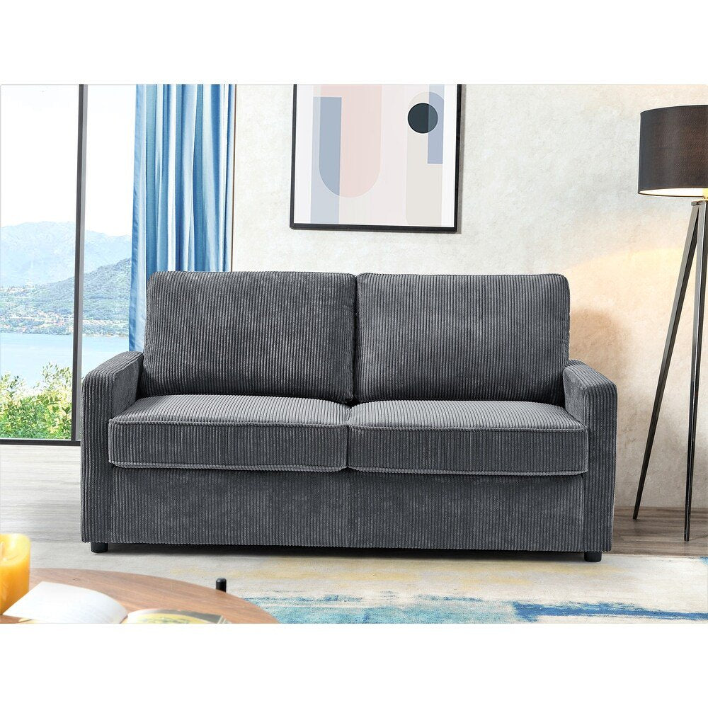 Manchester 70" Square Arms Gray Oversized Corduroy Couch