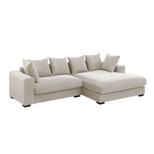 3-Piece Upholstered Beige Corduroy Couch Set with Chaise