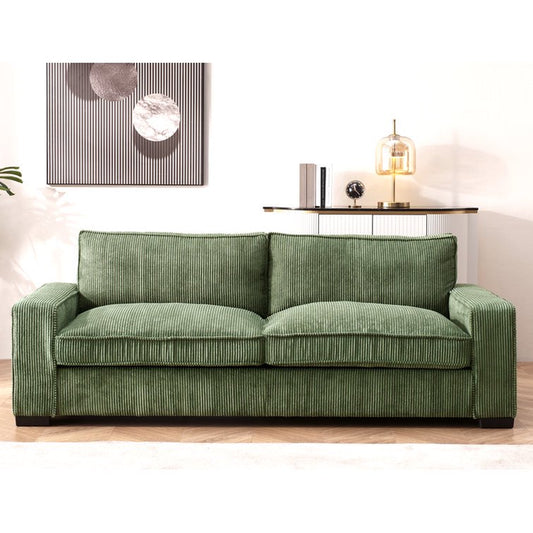 Luxe Green Corduroy Sofa with Sleek Design