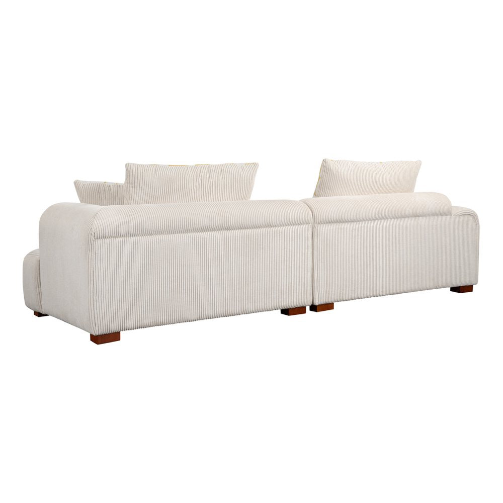 103.9" Modern Upholstered Beige Corduroy Couch Tufted with 4 Pillows 