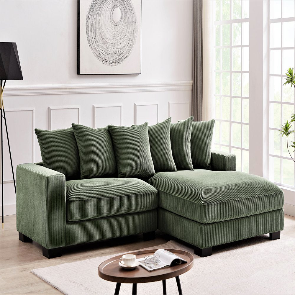 Payan 102.4" Wide L-Shape Green Corduroy Sectional Couch 