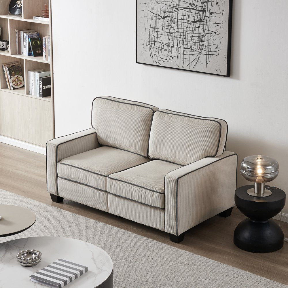 Beige Corduroy Loveseats for Living Room with Storage