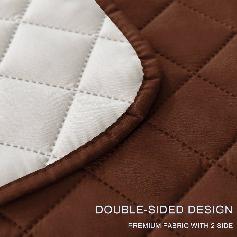 Reversible Chocolate Corduroy Couch Cover with Side Pockets 