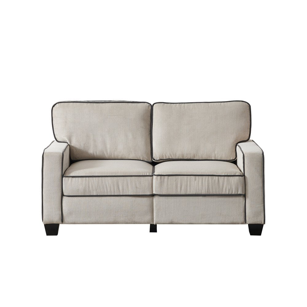 57 Inch Modern Upholstered 2 Seater Beige Corduroy Couch with Storage