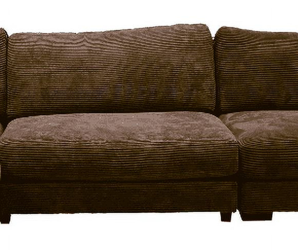 3-piece Left-Facing Luxurious Brown Corduroy  Sectional Couch