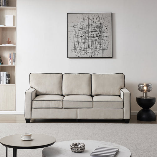 Beige Corduroy Couch for Living Room with Storage