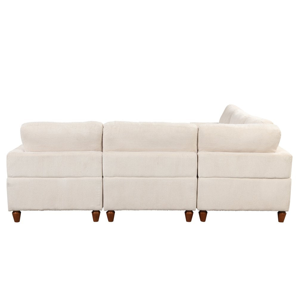 Modular Sectional Oversized Corduroy Couch with Ottoman