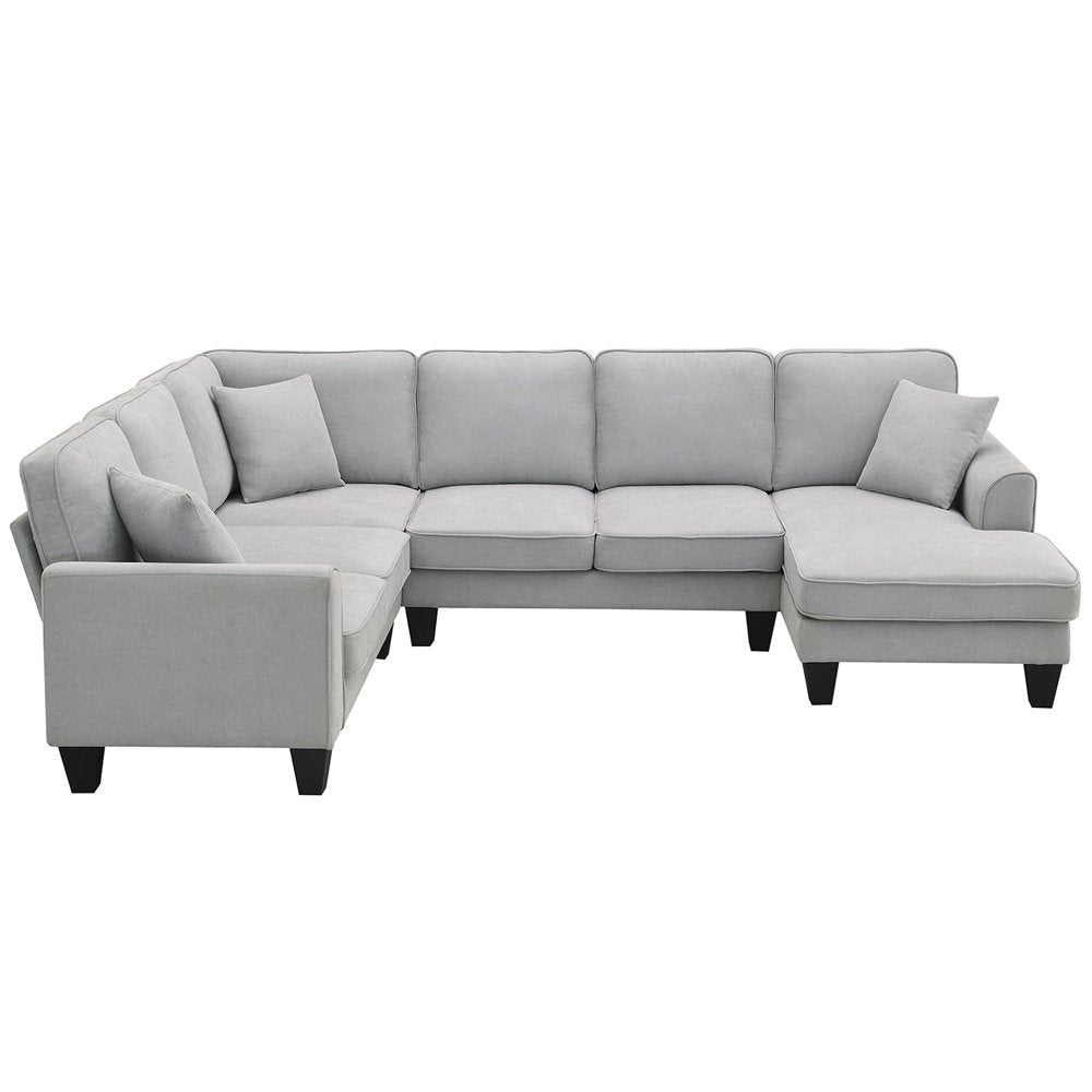 Convertible Modular U Shaped Oversized Corduroy Couch with Chaise