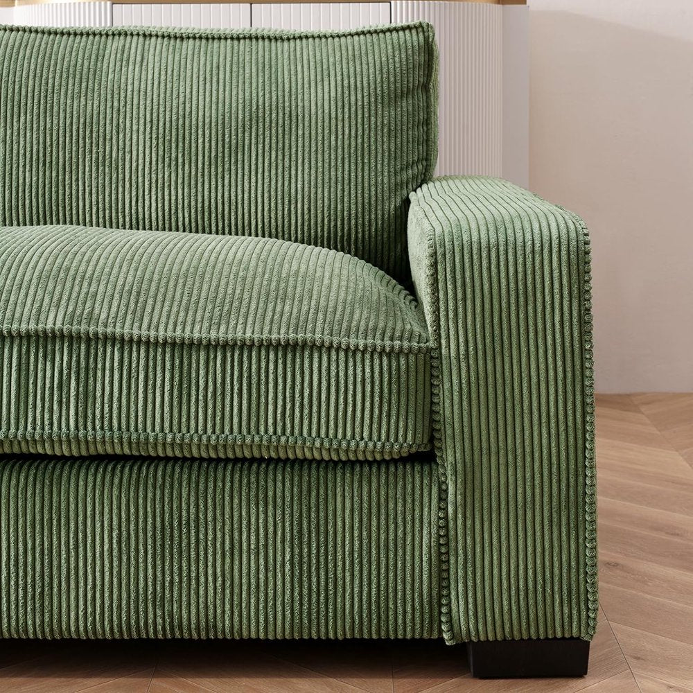 Luxe Green Corduroy Sofa with Sleek Design