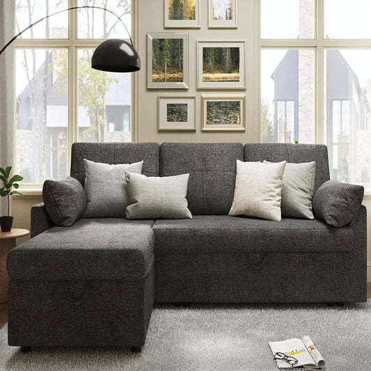 Gray Oversized Corduroy Couch with Storage Chaise