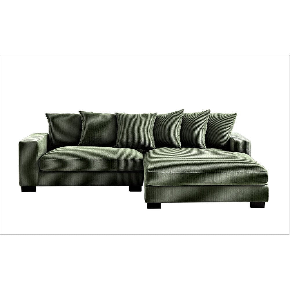 Payan 102.4" Wide L-Shape Green Corduroy Sectional Couch 