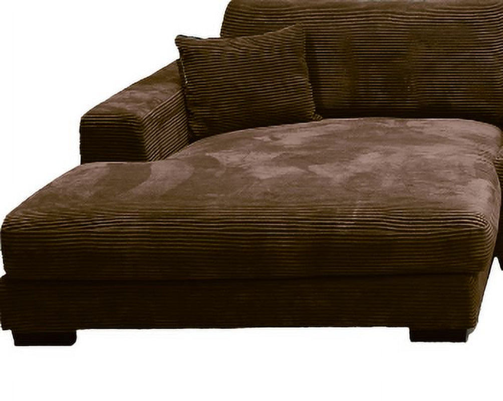 3-piece Left-Facing Luxurious Brown Corduroy  Sectional Couch