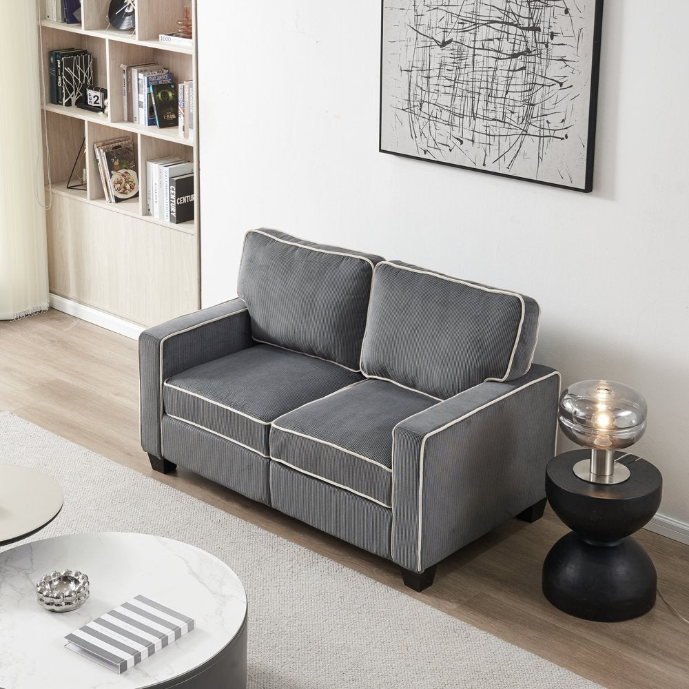 Dark Grey Corduroy Loveseats for Living Room with Storage