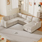 116.5×90.6" 6-Seater U-Shaped Oversized Corduroy Couch with Storage Ottoman