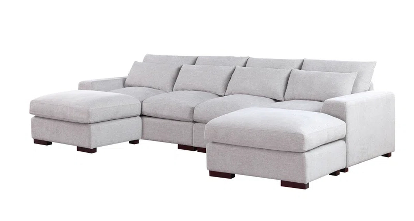 Elysian Retreat Linen Blend Sectional with 2 Ottomans