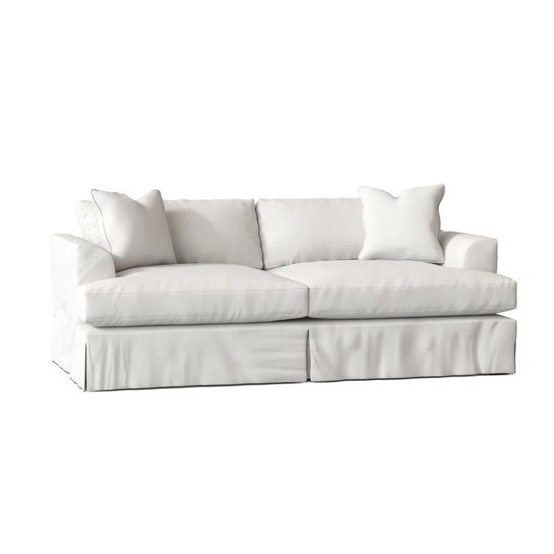 Lucia Elegance White Corduroy Couch