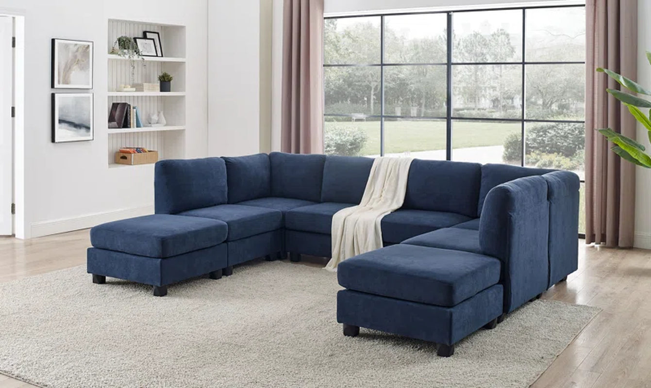 Serene Elegance 120" Wide Symmetrical Modular Sectional with Ottoman