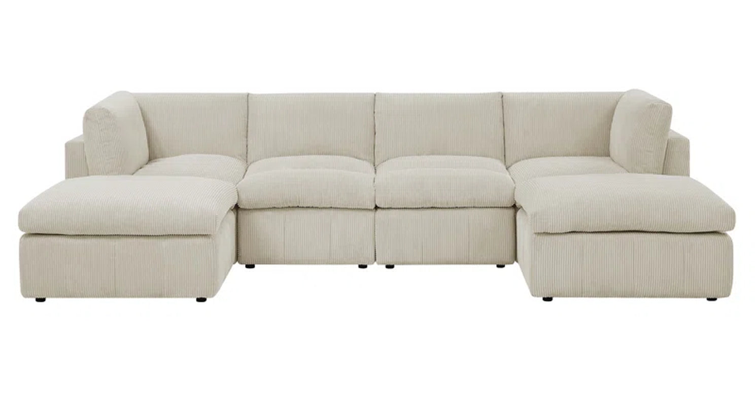 Angadresma 134" Wide Symmetrical Modular Corner Sectional Corduroy Couch