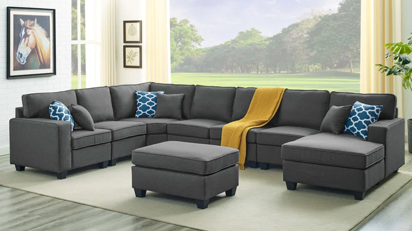 Marsala Harmony 8-Piece Upholstered Sectional Corduroy Couch