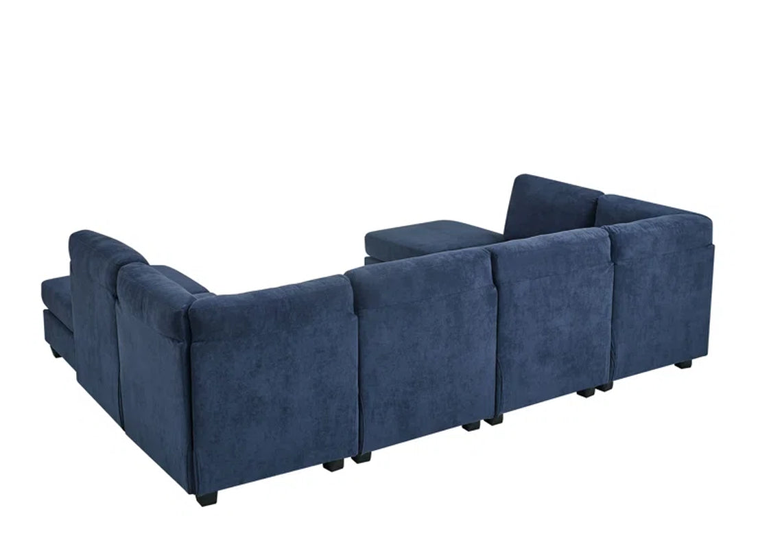 Serene Elegance 120" Wide Symmetrical Modular Sectional with Ottoman