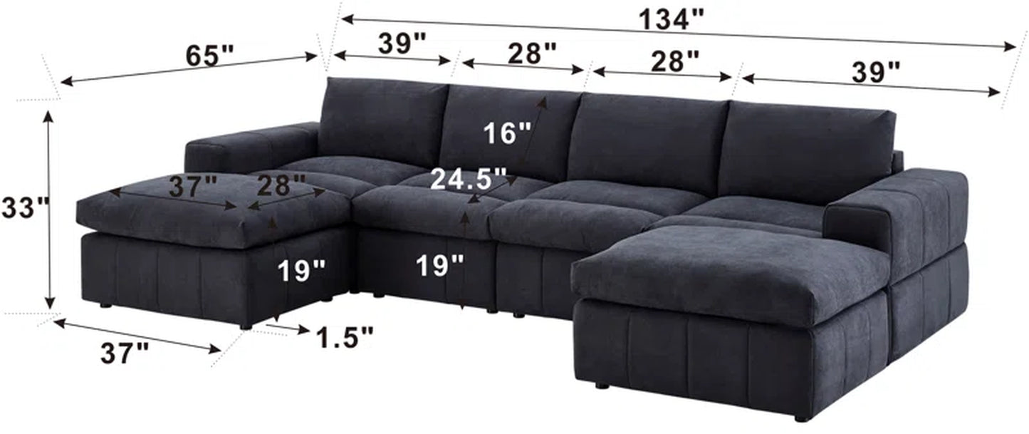 Anchoretta Grandeur 6-Piece Sectional Corduroy Couch