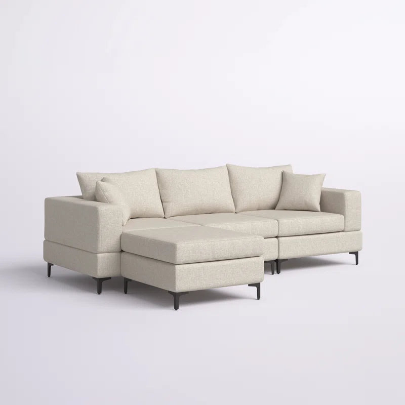 Aroosh Elegance 4-Piece Upholstered Sectional Corduroy Couch