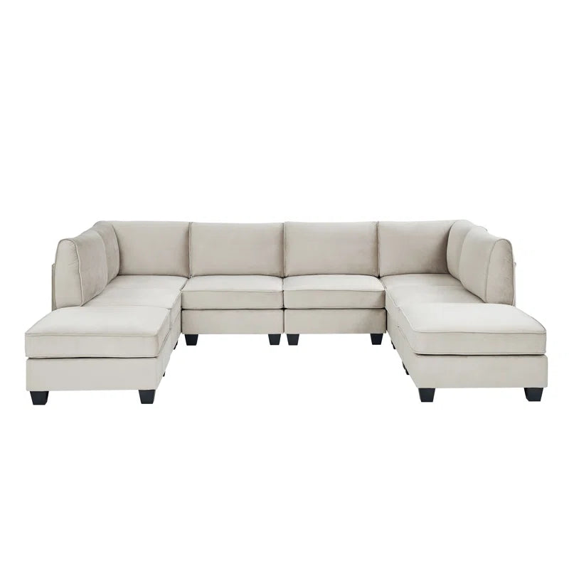 Serene Elegance 120" Wide Symmetrical Modular Sectional with Ottoman