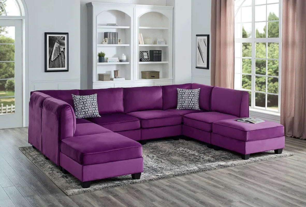 Serene Elegance 120" Wide Symmetrical Modular Sectional with Ottoman