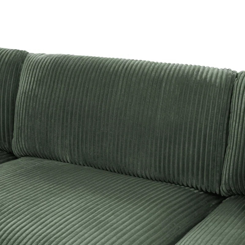4 - Piece Upholstered Sectional Corduroy Couch
