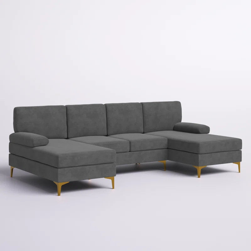 Amulya Deluxe 3-Piece Upholstered Sectional Corduroy Couch