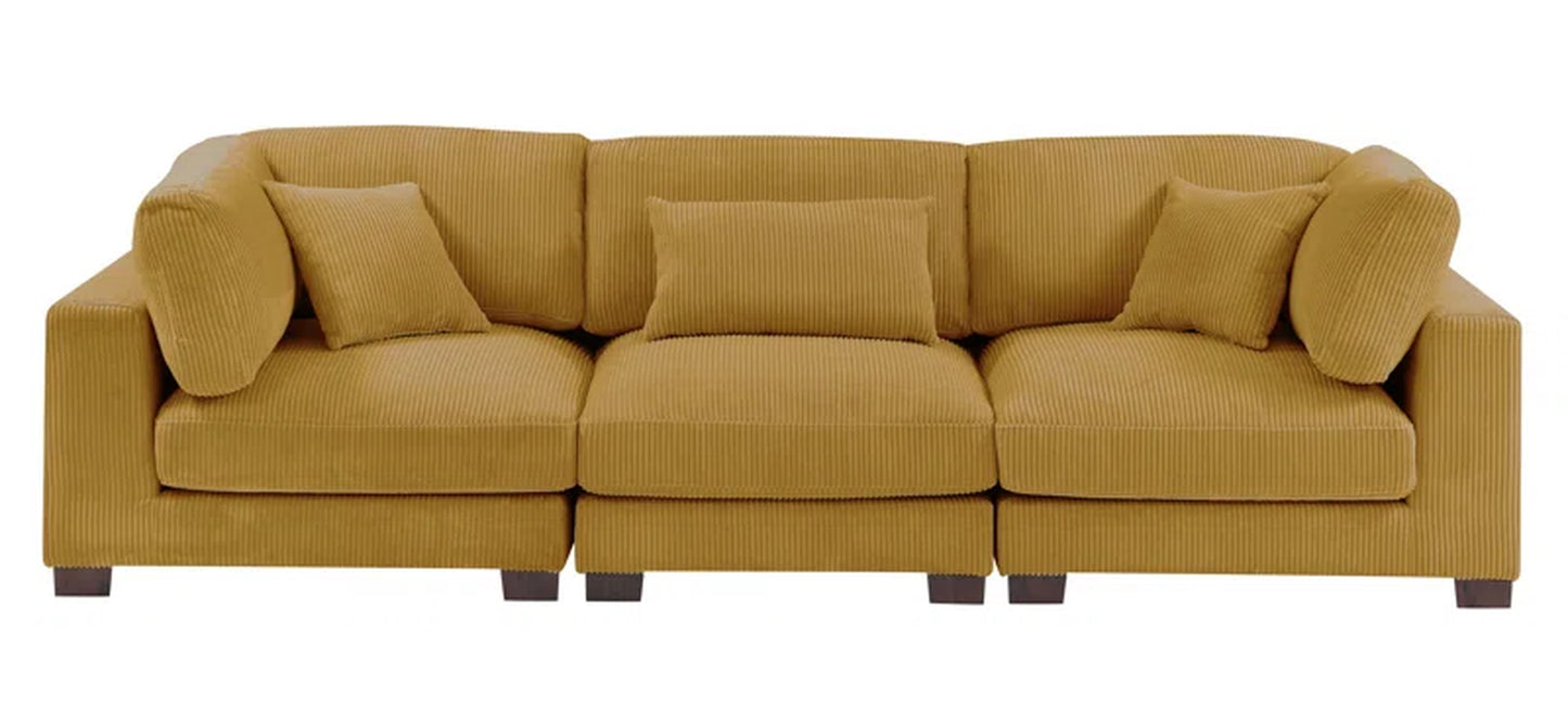 Assuntino Elegance 112'' Upholstered Sofa Corduroy Couch